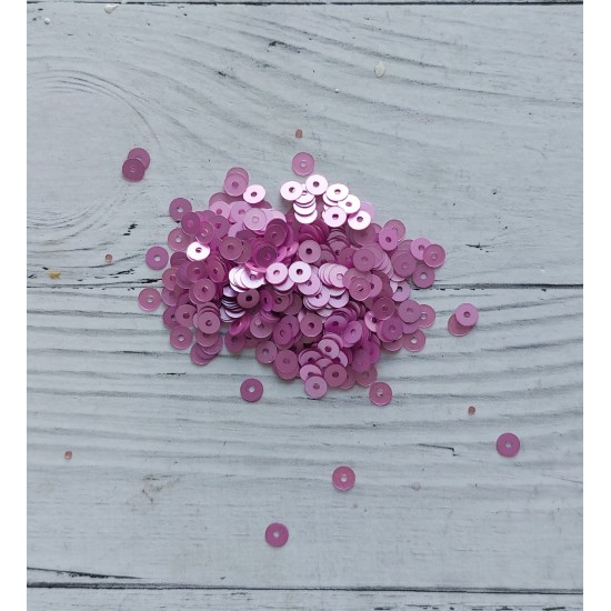 Пайетки круглые 4 мм цв. розовый №1509, цена за 5 гр